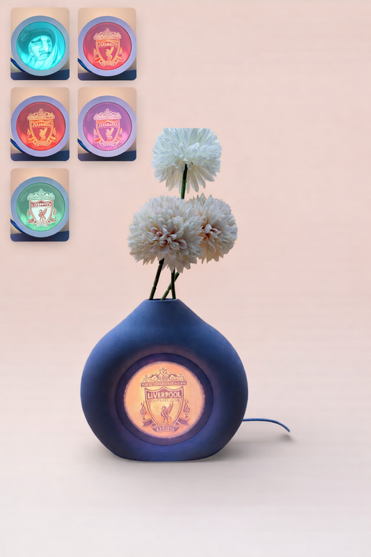 Personalised Lithophane Memorial Light – Floral Vase Design (Football team)