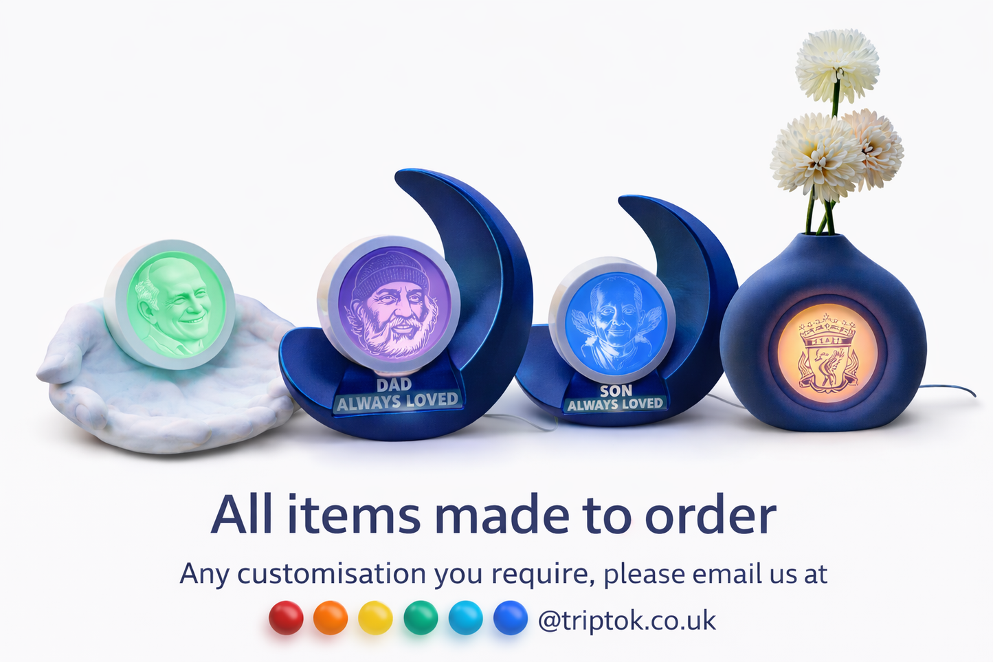 Personalised Lithophane Memorial Light – Open Hands