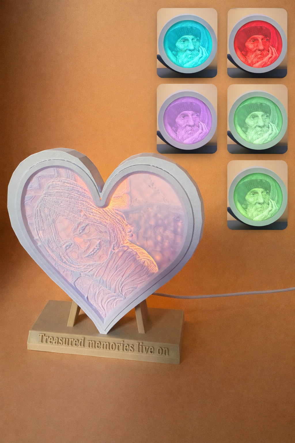 Personalised Lithophane Memorial Light – Heart Design